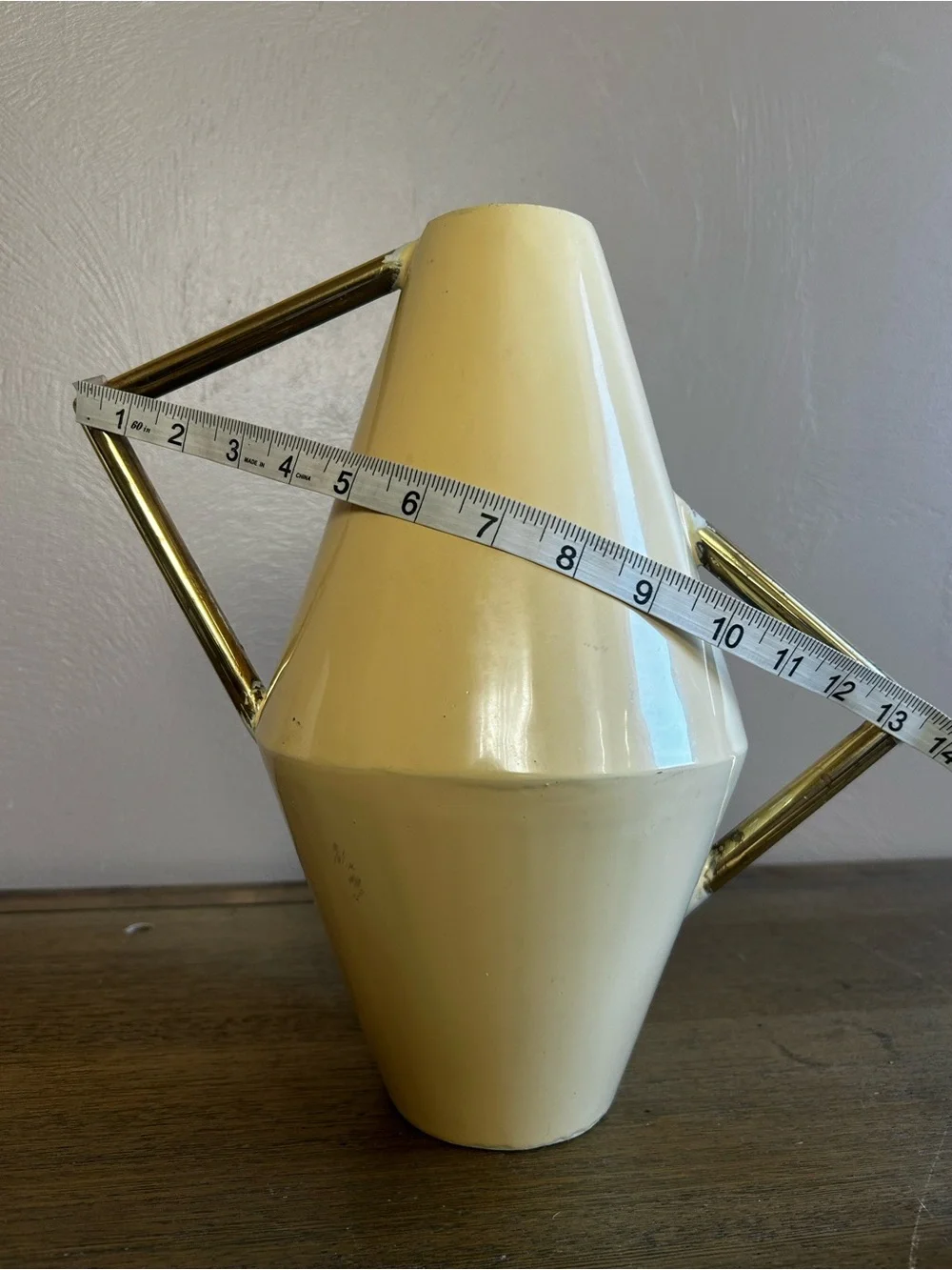 Atipico Kora Vase Style Neutral Metal Geometric Vase with Gold Handle-Set of 2.